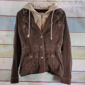 For Joseph Fortune Women's Brown Corduroy Jacket with Cream Hood